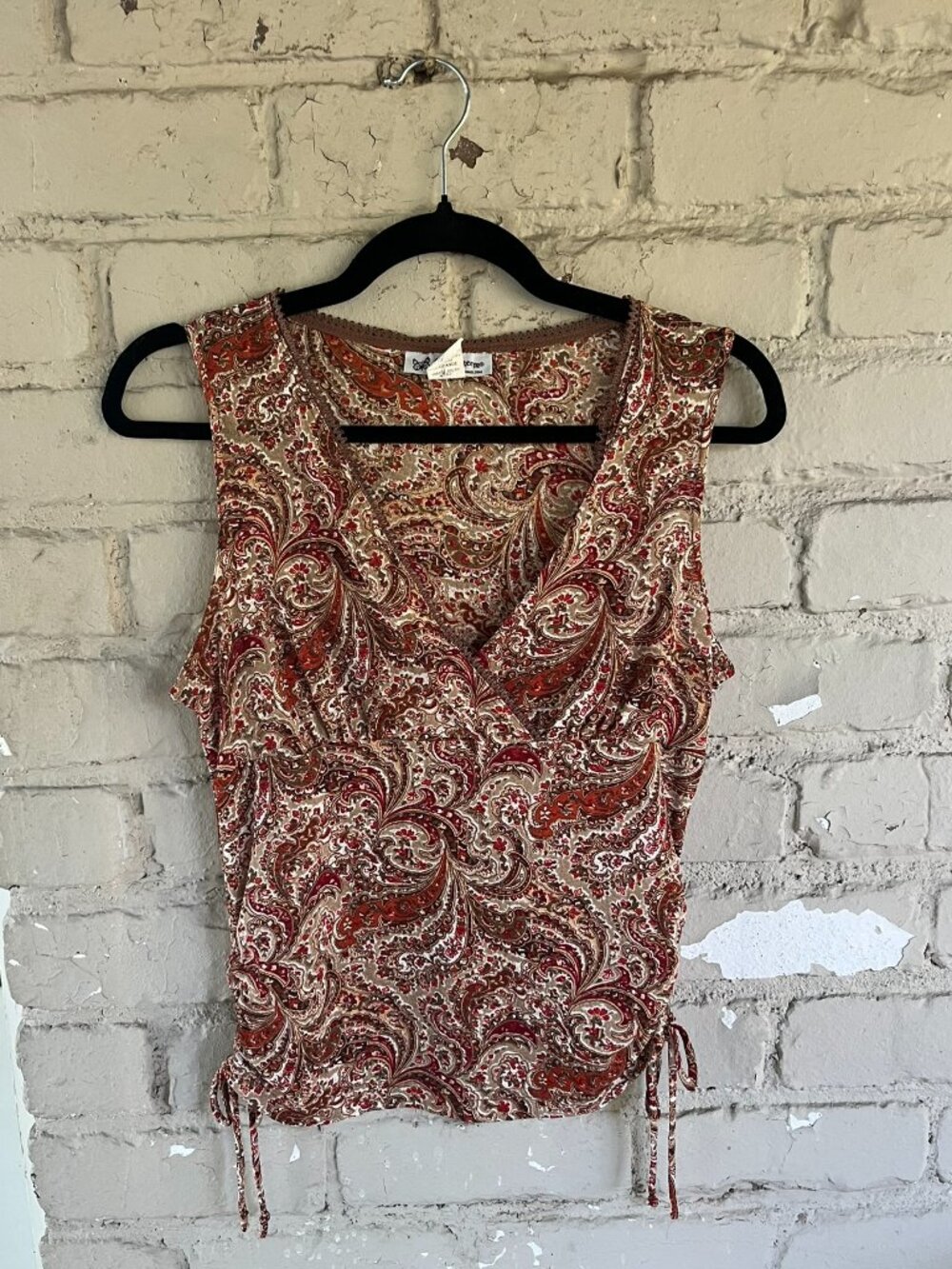 Y2k Mesh Paisley V-neck Tank Top